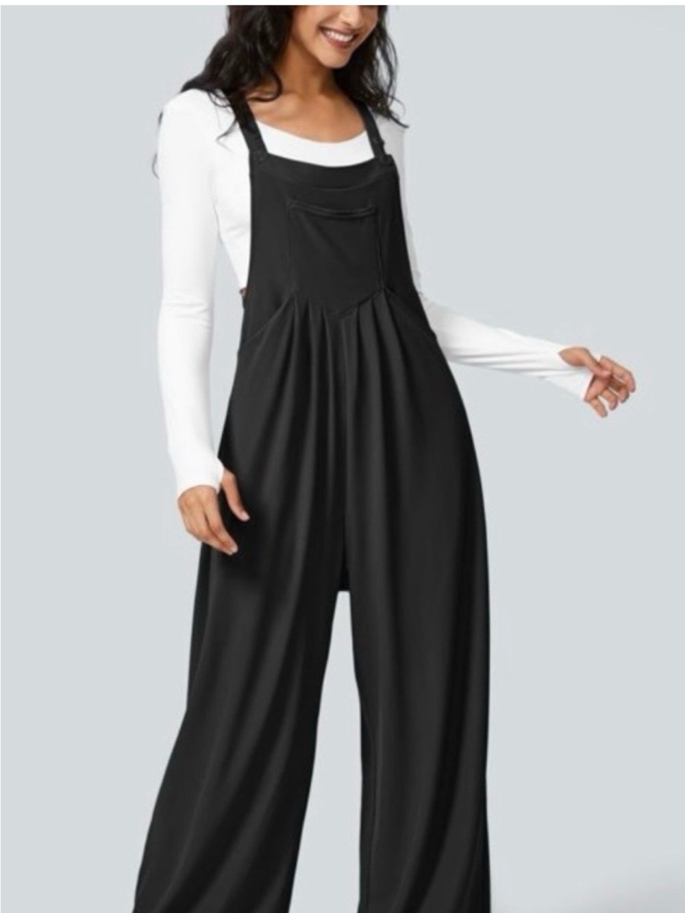 HALARA Black Wide-Leg Overalls Jumpsuit